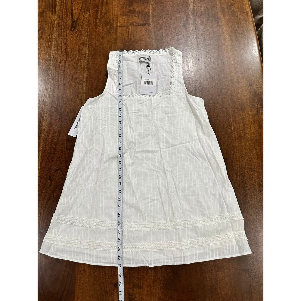 Princess Polly Alanah White Cotton Lace Square Neck Mini Dress Size 4 NWT - Picture 6 of 7